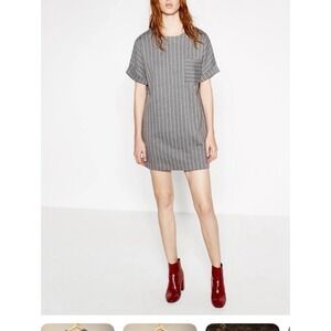 grey shirt dress zara Zara Shirt Dress Button Down Dark Grey Women's XS 3/4Sleeve